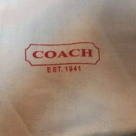 COACH Red Logo Drawstring Linen Dust Covers LOGO 8' X 8" lot of 2 - Picture 2 of 4